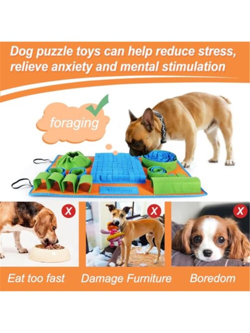 New Snuffle Mat for Dogs, Interactive Dog Puzzle Toy for Boredom - Picture 5 of 6